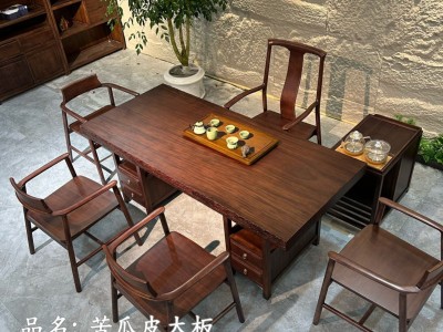 苦瓜边大板茶台 颜色：乌金色 尺寸：1.6、1.8、2.0、2.2、2.4米图3