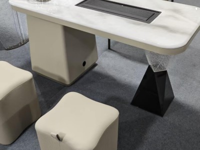 雅澜茶台 材质：超晶石+碳素钢+亚克力 颜色：鱼肚金超晶石 尺寸：1.2米、1.4米图9