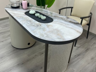 阳台小茶桌156# 材质：超晶石+碳素钢+亚克力脚 颜色：超晶石 尺寸：1.2米、1.4米 #阳台茶桌 #茶桌茶台图2