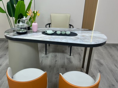 阳台小茶桌156# 材质：超晶石+碳素钢+亚克力脚 颜色：超晶石 尺寸：1.2米、1.4米 #阳台茶桌 #茶桌茶台图4