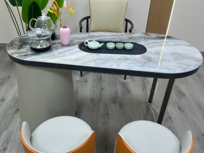 阳台小茶桌156# 材质：超晶石+碳素钢+亚克力脚 颜色：超晶石 尺寸：1.2米、1.4米 #阳台茶桌 #茶桌茶台图7