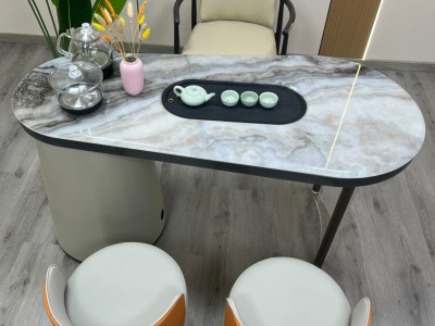 阳台小茶桌156# 材质：超晶石+碳素钢+亚克力脚 颜色：超晶石 尺寸：1.2米、1.4米 #阳台茶桌 #茶桌茶台图5