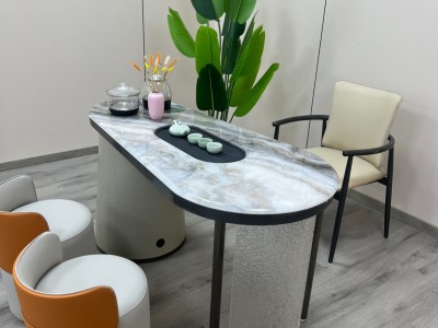 阳台小茶桌156# 材质：超晶石+碳素钢+亚克力脚 颜色：超晶石 尺寸：1.2米、1.4米 #阳台茶桌 #茶桌茶台图8