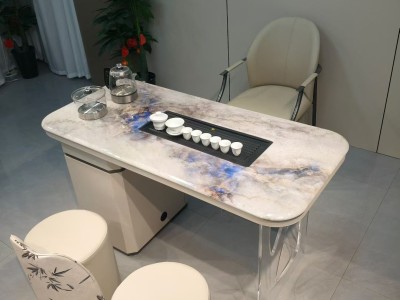 118# 超晶石茶桌 材质：碳素钢柜体 超晶石面 颜色：米白 备注：配双孔炉 超晶石面 尺寸：1.2米、1.4米图2