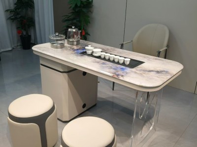 118# 超晶石茶桌 材质：碳素钢柜体 超晶石面 颜色：米白 备注：配双孔炉 超晶石面 尺寸：1.2米、1.4米图4