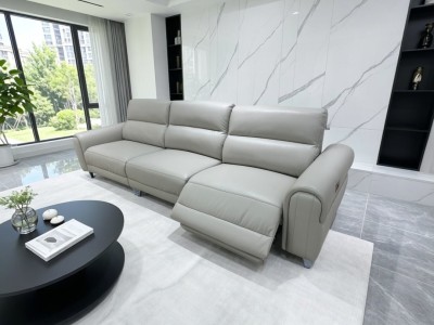 型号：8906#零靠墙沙发                                    面皮：荔枝纹生态真皮     框架：进口落叶松 形态：功能零靠墙沙发  颜色：浅灰 深棕 黑色图2