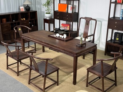 马蹄桌 材质：实木乌金木工艺 颜色：宋式胡桃色 尺寸：1.6、1.8、2米图2