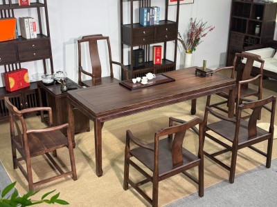 马蹄桌 材质：实木乌金木工艺 颜色：宋式胡桃色 尺寸：1.6、1.8、2米图7