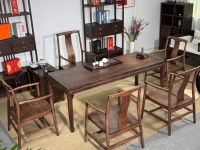 马蹄桌 材质：实木乌金木工艺 颜色：宋式胡桃色 尺寸：1.6、1.8、2米图9