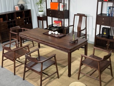 马蹄桌 材质：实木乌金木工艺 颜色：宋式胡桃色 尺寸：1.6、1.8、2米图8