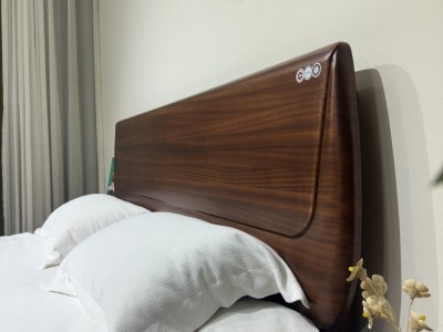 臻实胡桃木/全实木床， 颜色： 南美金柚色图3