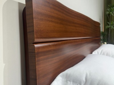 臻实胡桃木/全实木床， 颜色： 南美金柚色图7