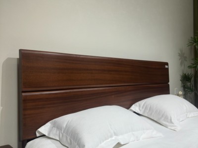 臻实胡桃木/全实木床， 颜色： 南美金柚色图6