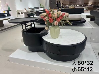 615#储物茶几 板木结合材质，微晶石面 缓冲轨道图2