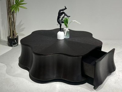 睡莲茶几，整装发货 板木结合材质，自吸缓冲轨道图4