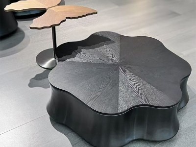 睡莲茶几，整装发货 板木结合材质，自吸缓冲轨道图5