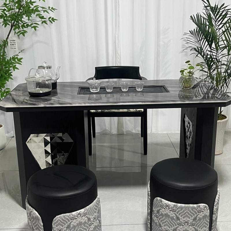 型号：八方茶台 材质：超晶石+碳素钢 尺寸：1.2/1.4米