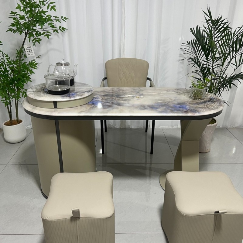 型号：澜彩茶台 材质：超晶石+碳素钢 颜色：超晶石 尺寸：1.2、1.4米