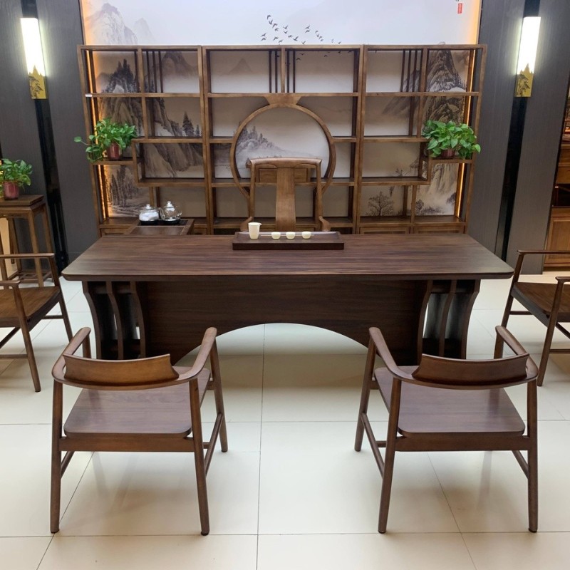 骏鸿办公茶桌 材质：非洲檀木 颜色：琥珀色 尺寸：240*90*75CM