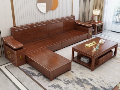 型号：609-1# 规格：扶手24cm一个，一个位65cm，茶水贵30cm 888茶几：140*80cm 功能：冬夏两用高箱款沙发 材质：金丝檀木图5