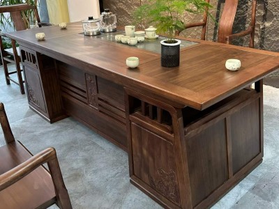 招财进宝格木茶桌，2.2/2.4米两个尺寸，可以做干泡。图2