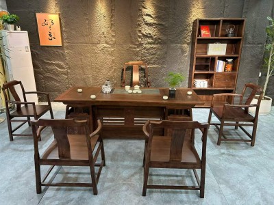 招财进宝格木茶桌，2.2/2.4米两个尺寸，可以做干泡。图3