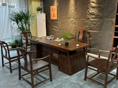 招财进宝格木茶桌，2.2/2.4米两个尺寸，可以做干泡。图4