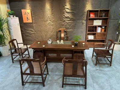 招财进宝格木茶桌，2.2/2.4米两个尺寸，可以做干泡。图5