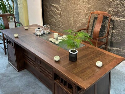 招财进宝格木茶桌，2.2/2.4米两个尺寸，可以做干泡。图7