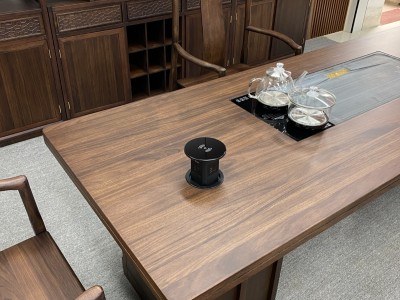 棱韵大板茶台 尺寸：220、240、260x86x75cm 可定做2.8米、3米 颜色：紫胡桃色图8