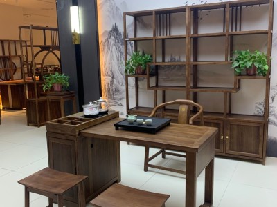 至荟茶桌 材质：橡木 颜色：黑胡桃 尺寸：1.4米图2