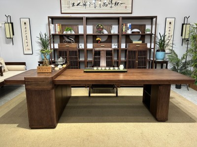 茶岛一体桌 材质：乌金木 颜色：北美黑胡桃色 规格：240*96*7           280*96*7           320*96*7图4