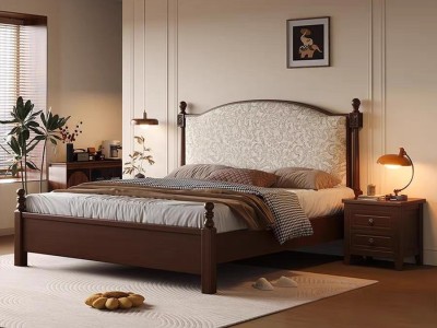中古风系列  黑色/胡桃色，1.5/1.8米图2