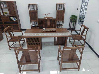 清静茶桌 【规格】200/220/240*88*75CM 【材质】非洲檀木(乌金木工艺)，格木大脚 【颜色】北美胡图2