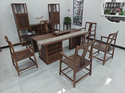 清静茶桌 【规格】200/220/240*88*75CM 【材质】非洲檀木(乌金木工艺)，格木大脚 【颜色】北美胡图5