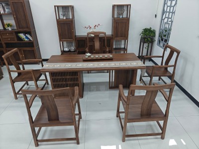 清静茶桌 【规格】200/220/240*88*75CM 【材质】非洲檀木(乌金木工艺)，格木大脚 【颜色】北美胡图4