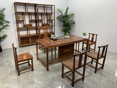 素心茶台 【规格】160*80*71CM 【材质】橡木 【颜色】板栗色图2