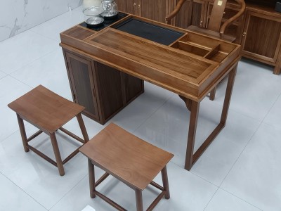 元呈茶桌（新款可推拉） 【规格】120*60*73CM 【材质】乌金木工艺 【颜色】北美胡图2