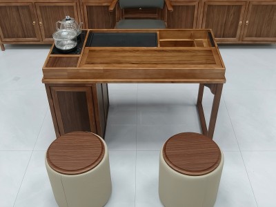元呈茶桌（新款可推拉） 【规格】120*60*73CM 【材质】乌金木工艺 【颜色】北美胡图4