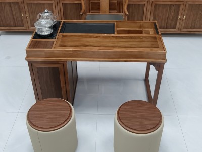 元呈茶桌（新款可推拉） 【规格】120*60*73CM 【材质】乌金木工艺 【颜色】北美胡图7