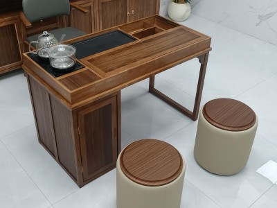 元呈茶桌（新款可推拉） 【规格】120*60*73CM 【材质】乌金木工艺 【颜色】北美胡图6