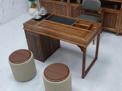 元呈茶桌（新款可推拉） 【规格】120*60*73CM 【材质】乌金木工艺 【颜色】北美胡图5