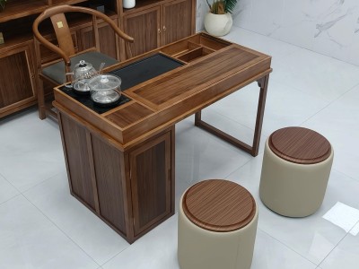 元呈茶桌（新款可推拉） 【规格】120*60*73CM 【材质】乌金木工艺 【颜色】北美胡图9