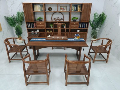 清心茶桌（新款） 【规格】200/220/240*90*73CM 【材质】橡木乌金木工艺 【颜色】北美胡图4