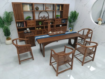 清心茶桌（新款） 【规格】200/220/240*90*73CM 【材质】橡木乌金木工艺 【颜色】北美胡图5