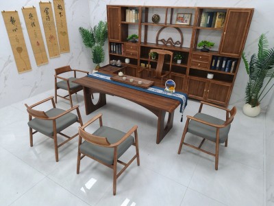 清心茶桌（新款） 【规格】200/220/240*90*73CM 【材质】橡木乌金木工艺 【颜色】北美胡图8