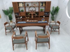 清心茶桌（新款） 【规格】200/220/240*90*73CM 【材质】橡木乌金木工艺 【颜色】北美胡