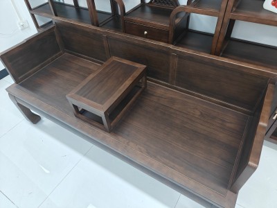 虎脚罗汉床 【规格】178/198*68*78CM 【材质】橡木乌金木工艺 【颜色】北美胡/黑胡桃图4