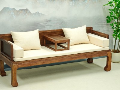 虎脚罗汉床 【规格】178/198*68*78CM 【材质】橡木乌金木工艺 【颜色】北美胡/黑胡桃图6