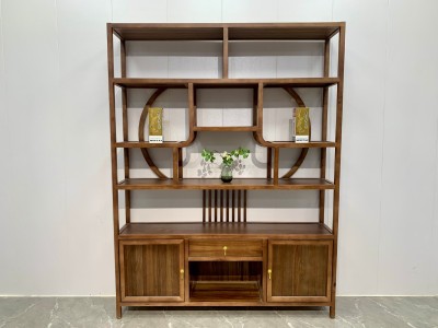 灯笼博古架 【规格】150*33*196CM 【材质】橡木 【颜色】北美胡/黑胡桃图4